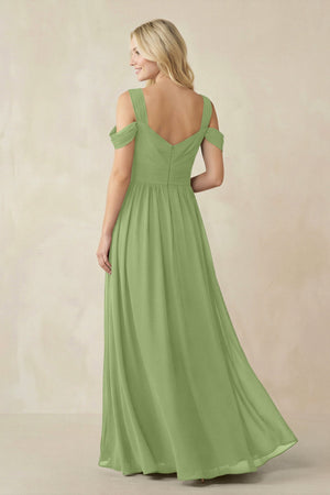 Chiffon A-Line Bridesmaid Dress with Slit  in Matcha - KissProm BRIDESMAID DRESSES
