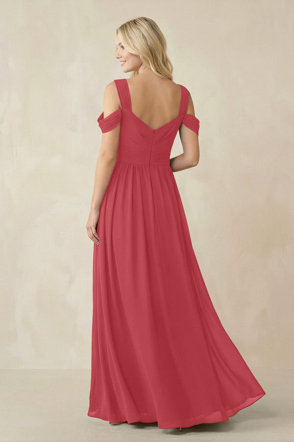 Chiffon A-Line Bridesmaid Dress with Slit  in Merlot - KissProm BRIDESMAID DRESSES