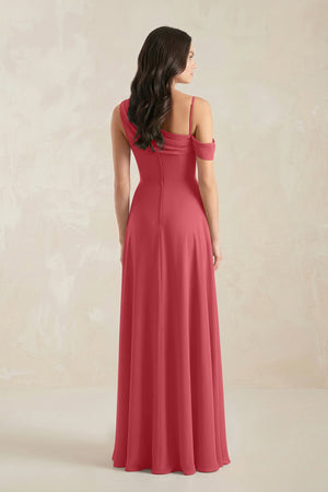 One-Shoulder Chiffon A-Line Bridesmaid Dress in Merlot - KissProm BRIDESMAID DRESSES
