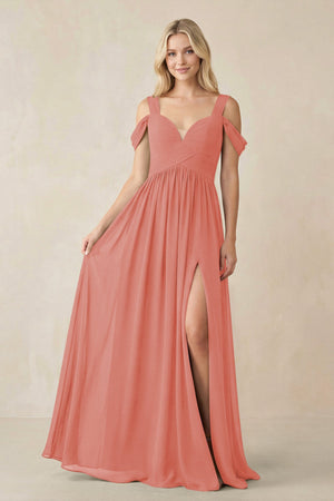 Chiffon A-Line Bridesmaid Dress with Slit  in Mulberry - KissProm BRIDESMAID DRESSES