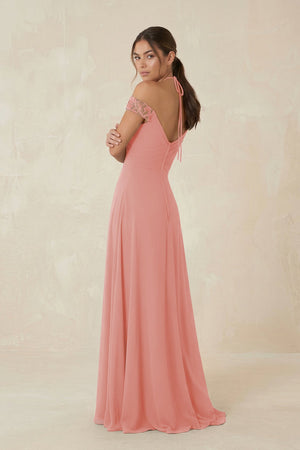 A-Line Off-the-Shoulder Chiffon Bridesmaid Dress in Mulberry - KissProm BRIDESMAID DRESSES