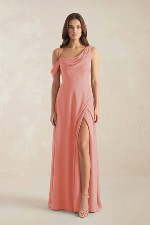 One-Shoulder Chiffon A-Line Bridesmaid Dress in Mulberry - KissProm BRIDESMAID DRESSES