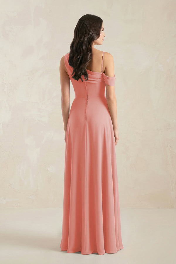 One-Shoulder Chiffon A-Line Bridesmaid Dress in Mulberry - KissProm BRIDESMAID DRESSES