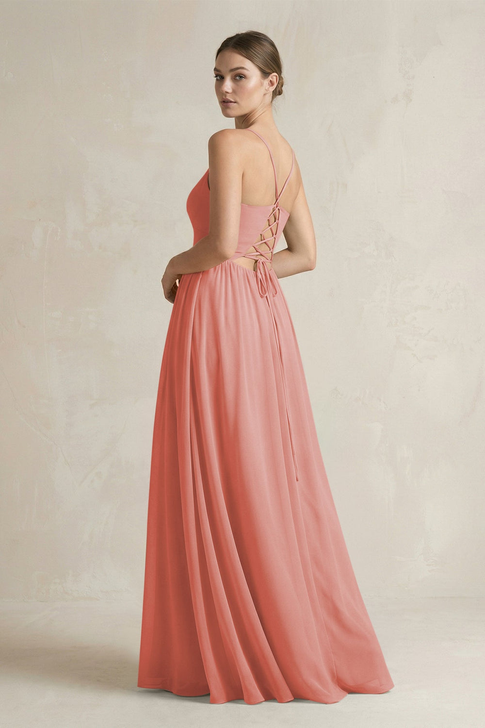 A-Line Spaghetti Strap Chiffon Bridesmaid Dress in Mulberry - KissProm BRIDESMAID DRESSES