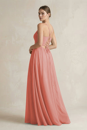 A-Line Spaghetti Strap Chiffon Bridesmaid Dress in Mulberry - KissProm BRIDESMAID DRESSES