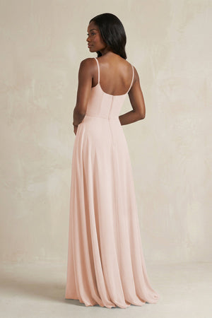 A-Line Spaghetti Straps Chiffon Bridesmaid Dress in Pale Blush - KissProm BRIDESMAID DRESSES