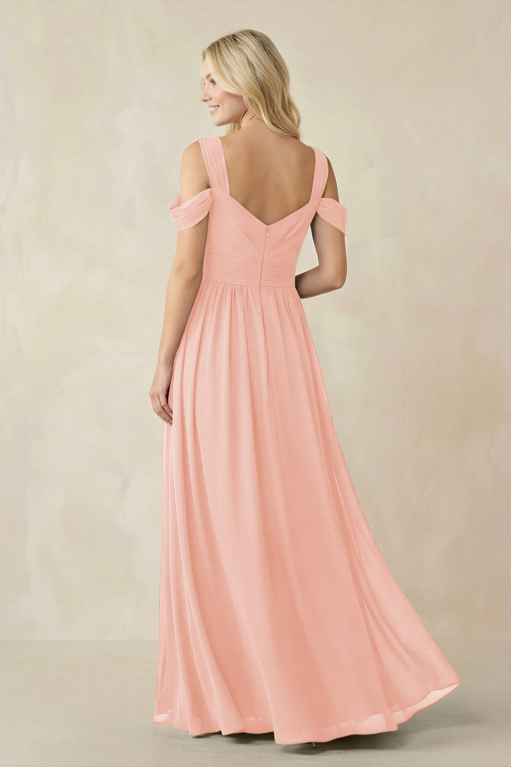 Chiffon A-Line Bridesmaid Dress with Slit  in Rose Petal - KissProm BRIDESMAID DRESSES