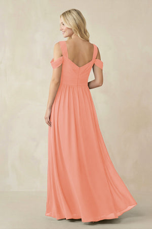 Chiffon A-Line Bridesmaid Dress with Slit  in Rosette - KissProm BRIDESMAID DRESSES