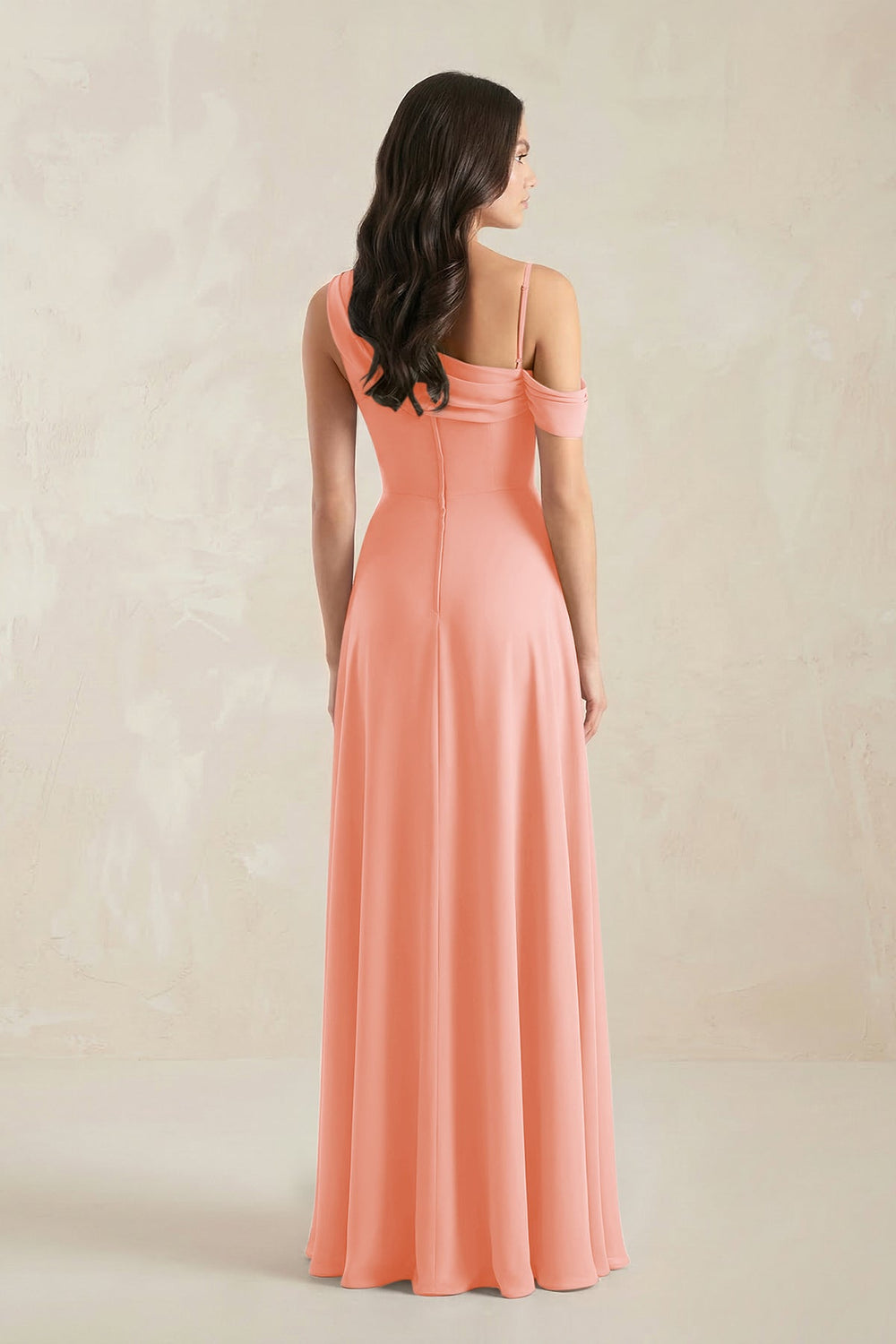 One-Shoulder Chiffon A-Line Bridesmaid Dress in Rosette - KissProm BRIDESMAID DRESSES