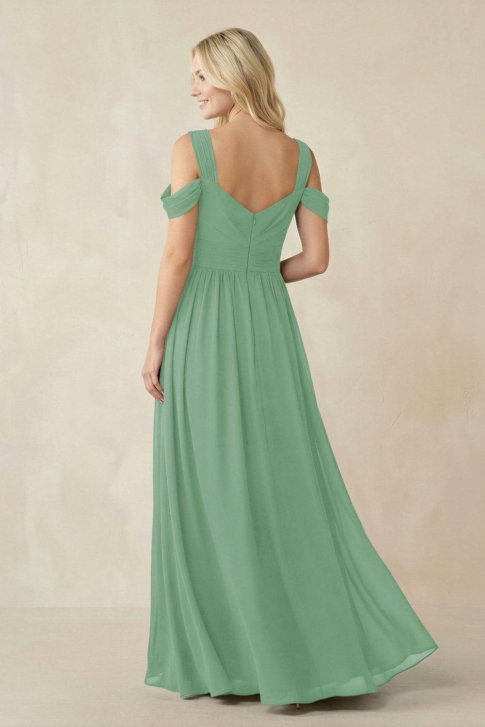 Chiffon A-Line Bridesmaid Dress with Slit  in Sea Glass - KissProm BRIDESMAID DRESSES