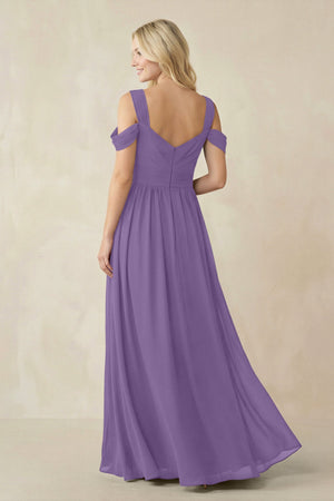 Chiffon A-Line Bridesmaid Dress with Slit  in Tahiti - KissProm BRIDESMAID DRESSES