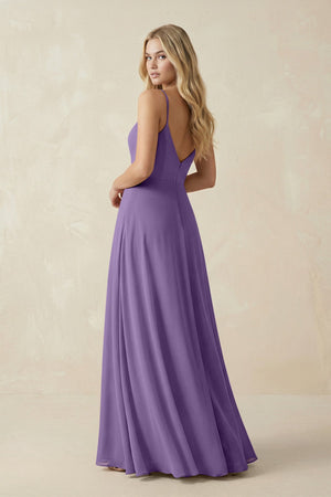 Cami Strap A-Line Chiffon Bridesmaid Dress with Slit in Tahiti - KissProm BRIDESMAID DRESSES