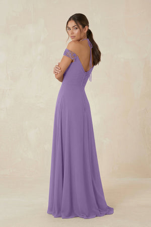 A-Line Off-the-Shoulder Chiffon Bridesmaid Dress in Tahiti - KissProm BRIDESMAID DRESSES