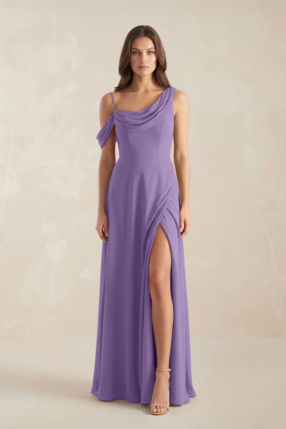One-Shoulder Chiffon A-Line Bridesmaid Dress in Tahiti - KissProm BRIDESMAID DRESSES