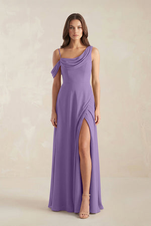 One-Shoulder Chiffon A-Line Bridesmaid Dress in Tahiti - KissProm BRIDESMAID DRESSES