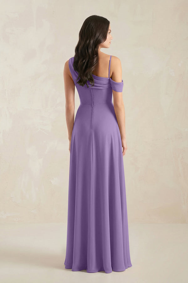 One-Shoulder Chiffon A-Line Bridesmaid Dress in Tahiti - KissProm BRIDESMAID DRESSES