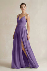 A-Line Spaghetti Strap Chiffon Bridesmaid Dress in Tahiti - KissProm BRIDESMAID DRESSES