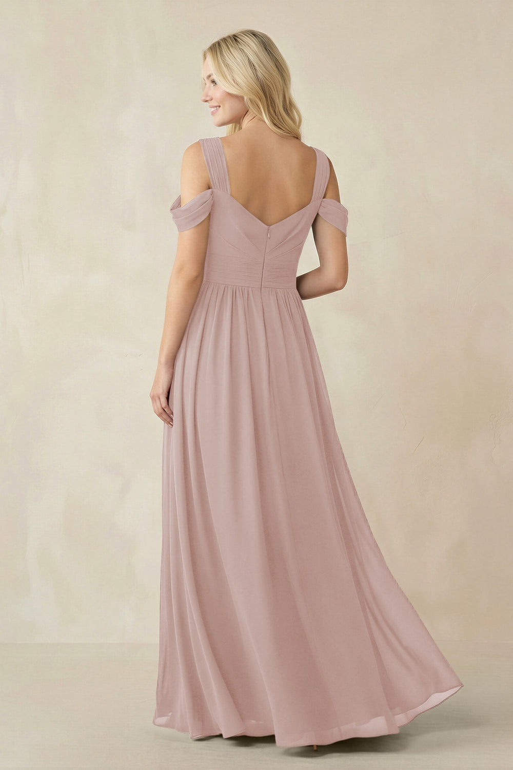 Chiffon A-Line Bridesmaid Dress with Slit  in Toffee - KissProm BRIDESMAID DRESSES