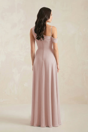 One-Shoulder Chiffon A-Line Bridesmaid Dress in Toffee - KissProm BRIDESMAID DRESSES