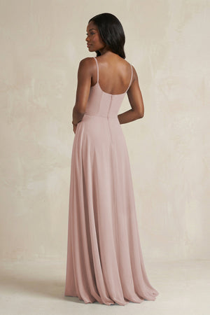 A-Line Spaghetti Straps Chiffon Bridesmaid Dress in Toffee - KissProm BRIDESMAID DRESSES