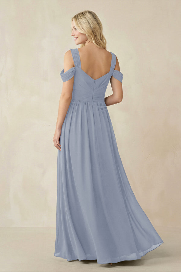 Chiffon A-Line Bridesmaid Dress with Slit  in Twilight - KissProm BRIDESMAID DRESSES
