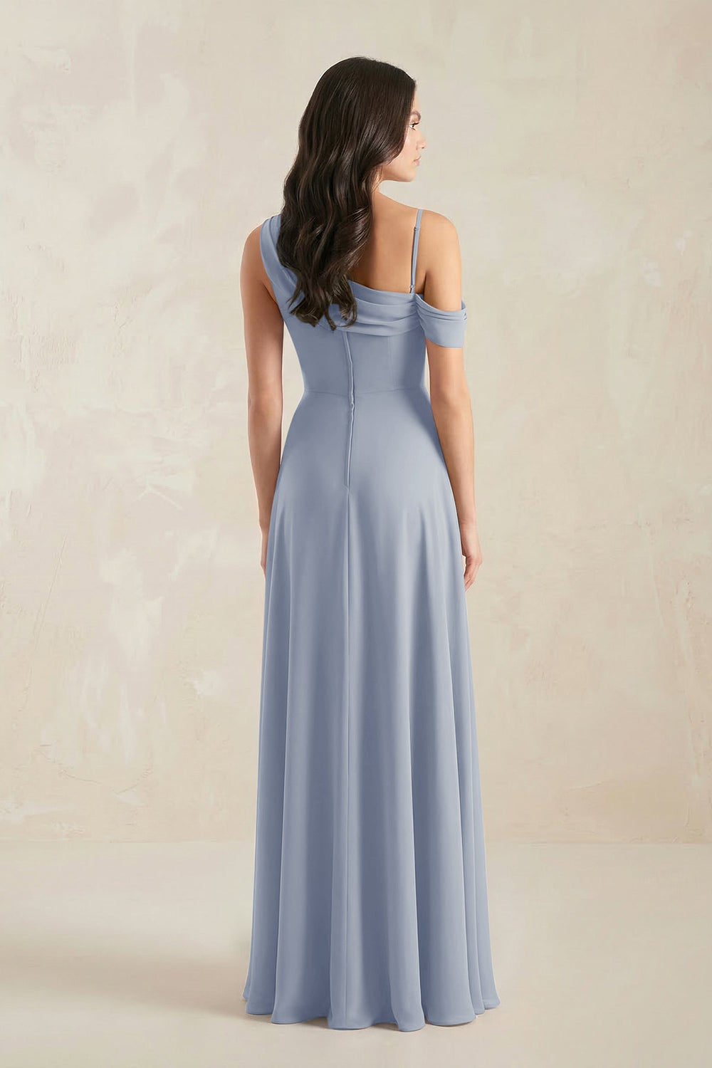 One-Shoulder Chiffon A-Line Bridesmaid Dress in Twilight - KissProm BRIDESMAID DRESSES