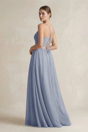 A-Line Spaghetti Strap Chiffon Bridesmaid Dress in Twilight - KissProm BRIDESMAID DRESSES