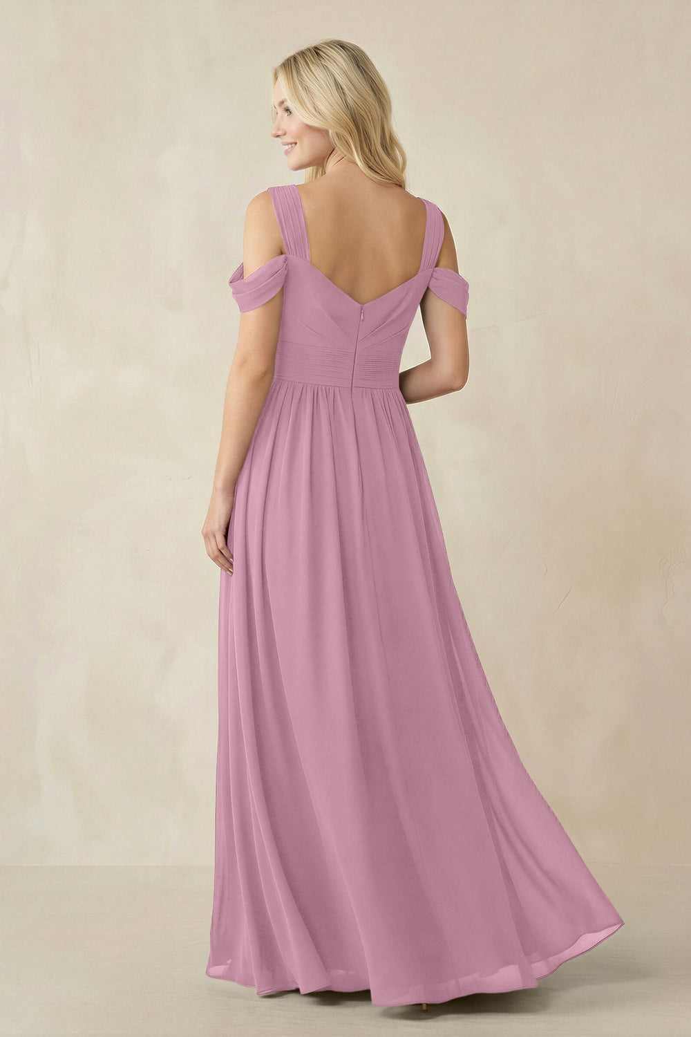 Chiffon A-Line Bridesmaid Dress with Slit  in Vintage Mauve - KissProm BRIDESMAID DRESSES