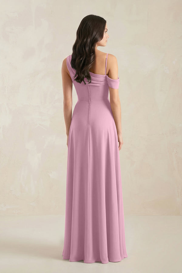 One-Shoulder Chiffon A-Line Bridesmaid Dress in Vintage Mauve - KissProm BRIDESMAID DRESSES