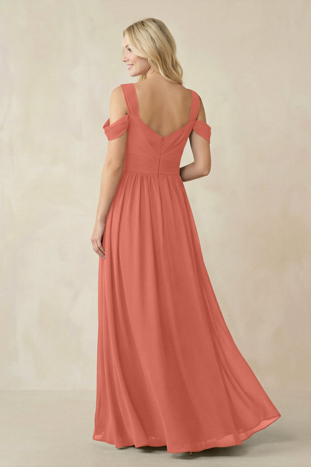 Chiffon A-Line Bridesmaid Dress with Slit  in Wild Rose - KissProm BRIDESMAID DRESSES