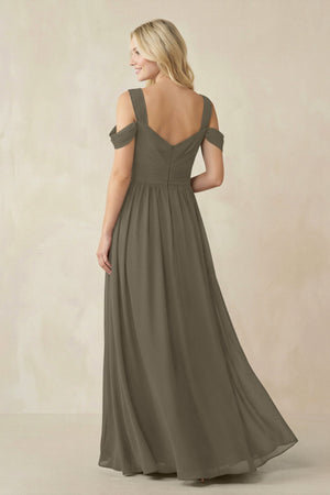 Chiffon A-Line Bridesmaid Dress with Slit  in Willow Green - KissProm BRIDESMAID DRESSES