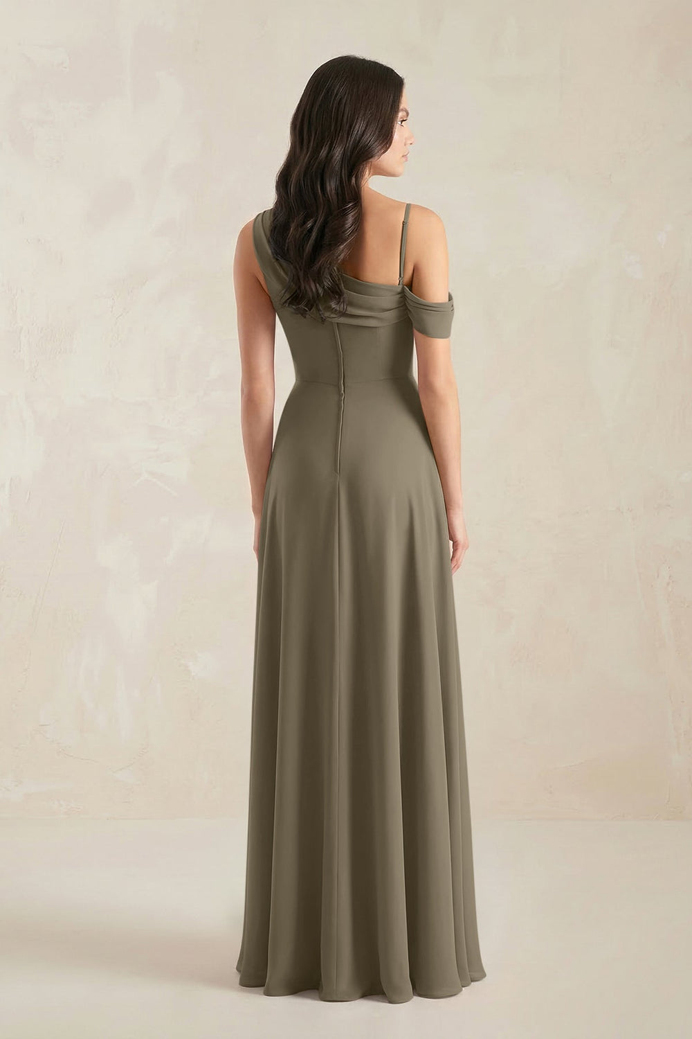 One-Shoulder Chiffon A-Line Bridesmaid Dress in Willow Green - KissProm BRIDESMAID DRESSES