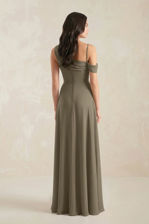 One-Shoulder Chiffon A-Line Bridesmaid Dress in Willow Green - KissProm BRIDESMAID DRESSES