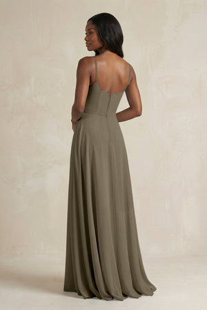 A-Line Spaghetti Straps Chiffon Bridesmaid Dress in Willow Green - KissProm BRIDESMAID DRESSES