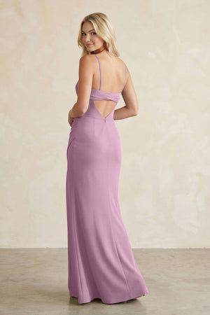 Cami Strap Chiffon Sheath Bridesmaid Dress with Slit in Wisteria - KissProm BRIDESMAID DRESSES