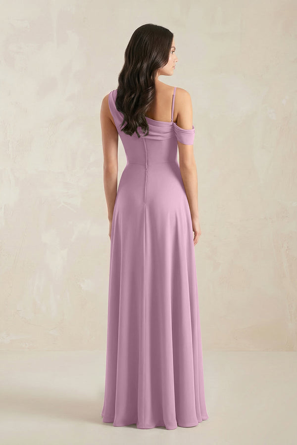 One-Shoulder Chiffon A-Line Bridesmaid Dress in Wisteria - KissProm BRIDESMAID DRESSES