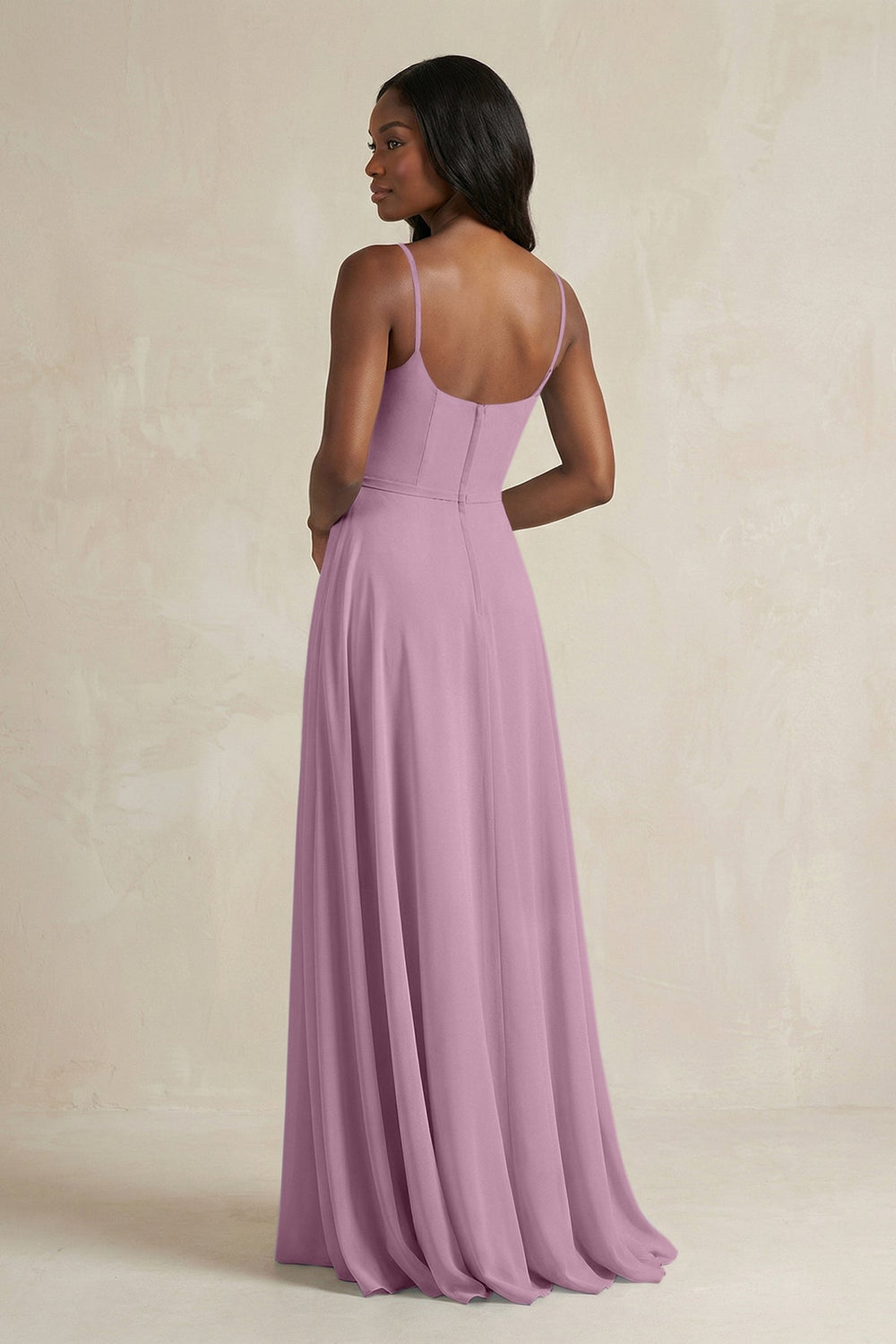 A-Line Spaghetti Straps Chiffon Bridesmaid Dress in Wisteria - KissProm BRIDESMAID DRESSES
