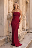 Ruched Strapless Pink Long Prom Dress – Prom Dresses by KissProm | Available at KissProm