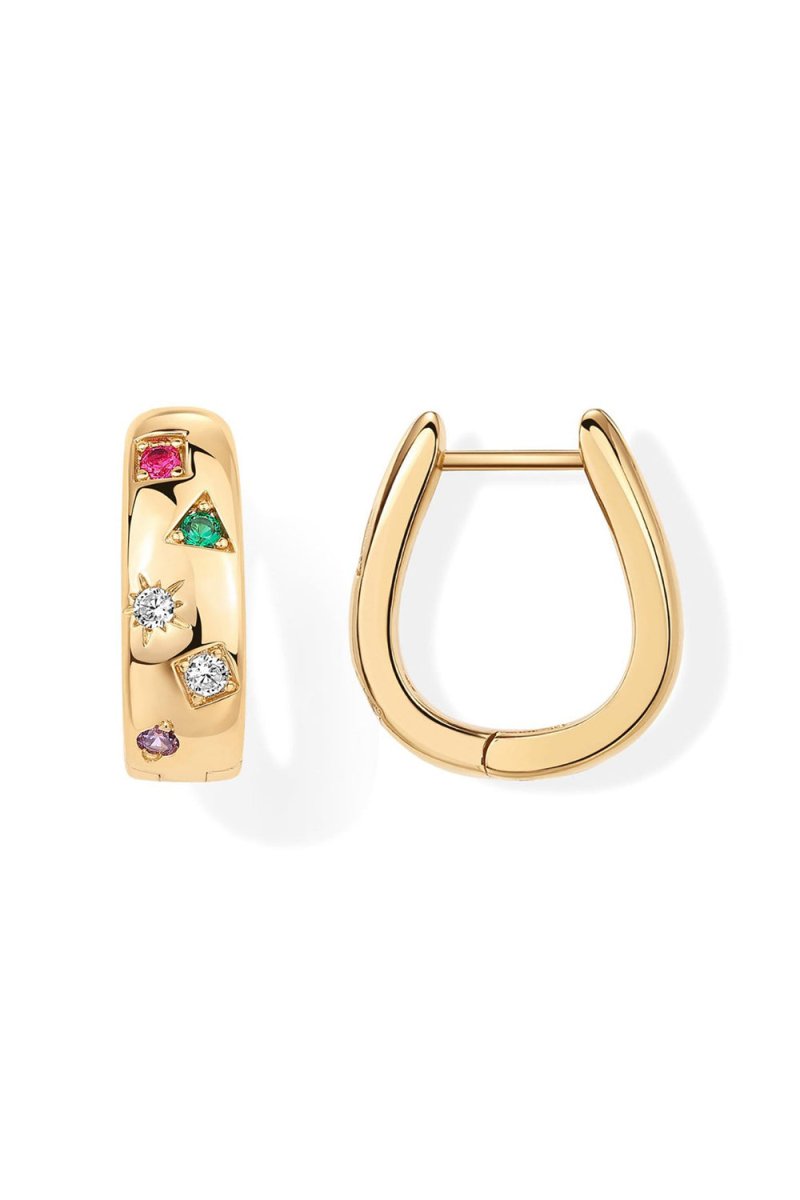 Chunky Huggie Earrings Crystal