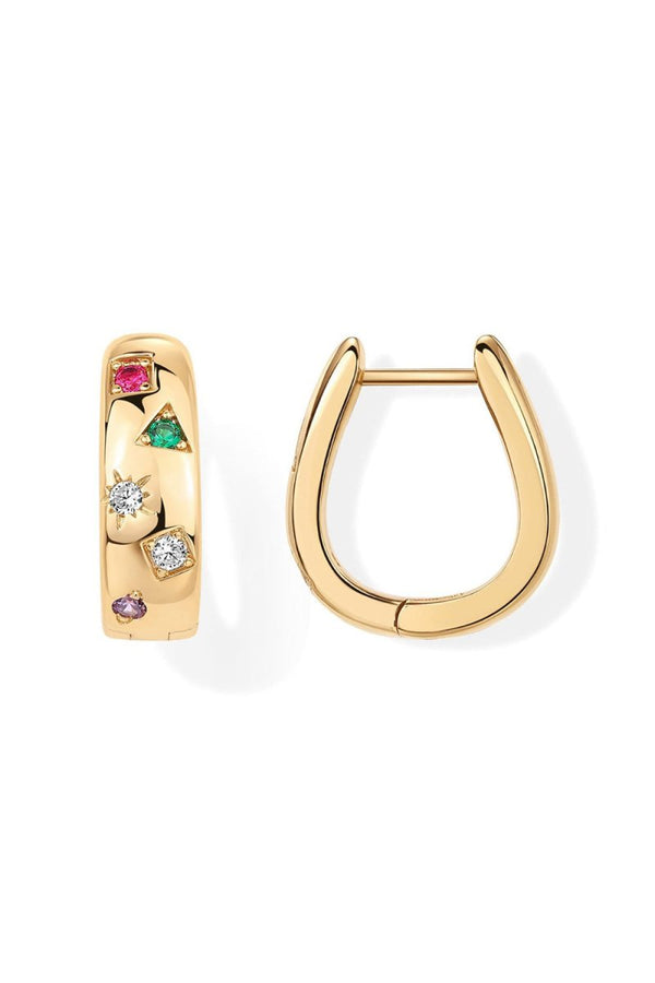 Chunky Huggie Earrings Crystal