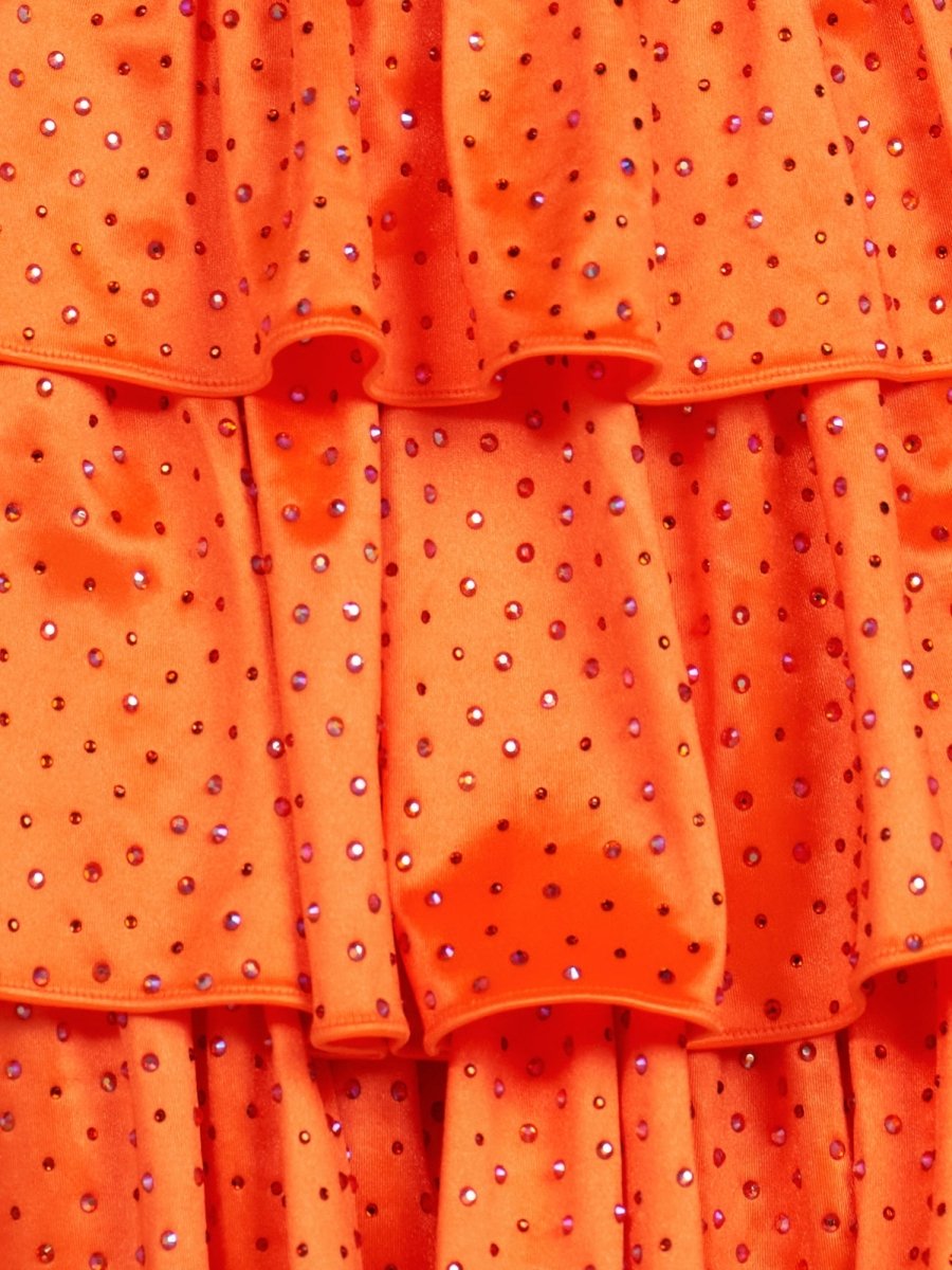 Cindra | Bright Orange - A Line Sweetheart Satin Cut Out Ruffled Homecoming Dress with Beads