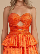 Cindra | Bright Orange - A Line Sweetheart Satin Cut Out Ruffled Homecoming Dress with Beads
