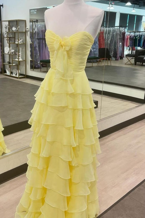A-line Sweetheart Cutout Tiered Dress With Slit Fuchsia