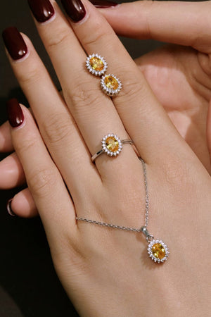 Citrine Oval Sparkle Cocktail Ring - KissProm