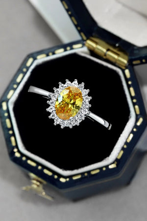 Citrine Oval Sparkle Cocktail Ring - KissProm