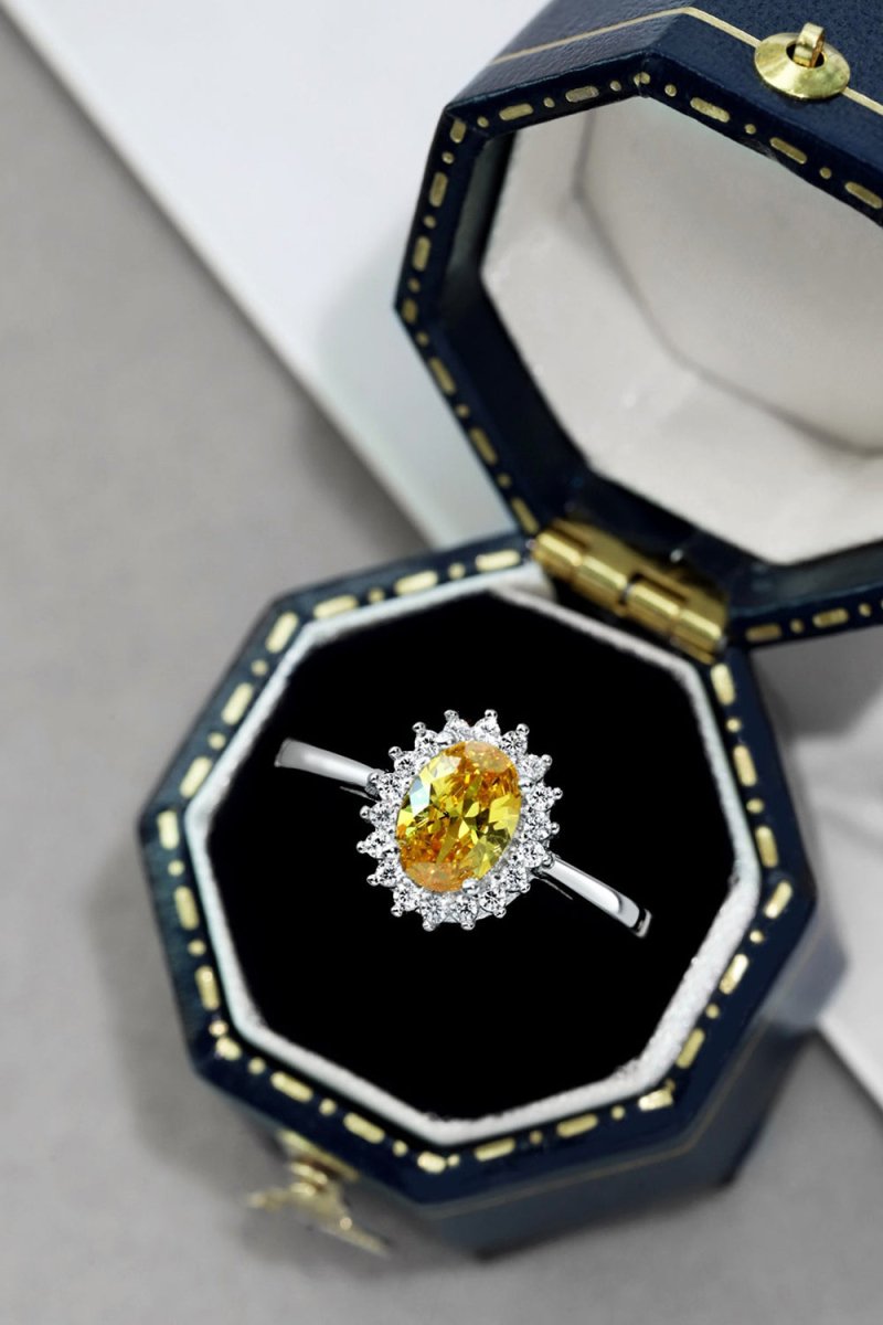 Citrine Oval Sparkle Cocktail Ring - KissProm