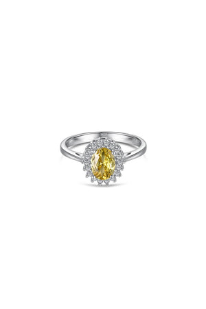 Citrine Oval Sparkle Cocktail Ring - KissProm