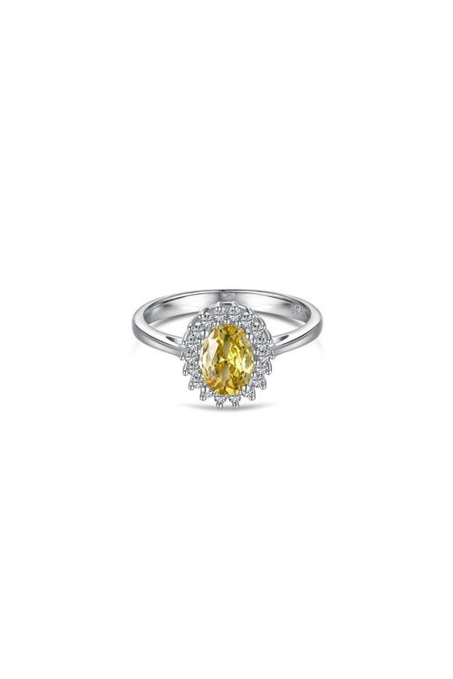 Citrine Oval Sparkle Cocktail Ring - KissProm