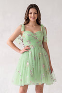 A Line Sweetheart Tulle Floral Short Homecoming Dress - KissProm