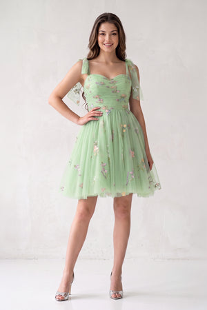 A Line Sweetheart Tulle Floral Short Homecoming Dress - KissProm